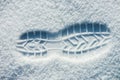 Single manÃ¢â¬â¢s footprint on the fresh fluffy snow